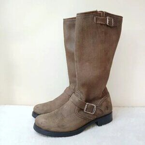 Frye Veronica Slouch Tumbled Leather Buckle Boots Size 10